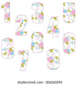 Vector illustration of floral numbers collection