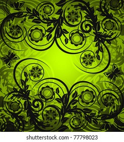 vector illustration of a floral ornament with butterfly