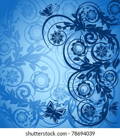 vector illustration of a floral ornament with butterfly