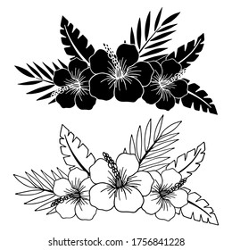 Vector illustration, floral ornament, flower silhouette in black, isolate on a white background, for design of cards, banners