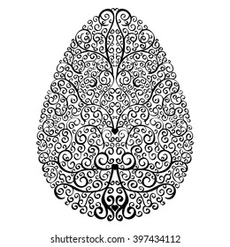 vector illustration of floral ornamental easter egg, isolated design object