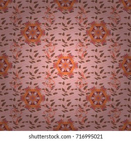 Vector illustration. Vector floral pattern in doodle style with flowers. Gentle, summer floral on neutral, pink and orange colors.