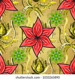 Vector illustration. Floral pattern with flowers and leaves. Cute pattern with small flowers.