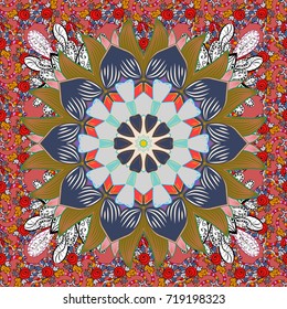 Vector illustration. Floral pattern with flowers and leaves. Cute pattern with small flowers.