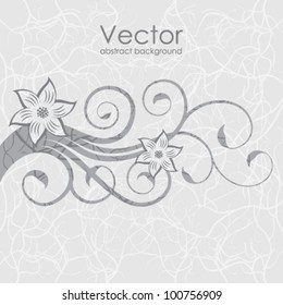 Vector illustration of floral pattern of gray