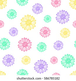 Vector illustration Floral Pattern. Ideal decoration Hand Drawn texture with doodles elements for design: print, wallpaper, wrapping, fabric, clothing. Art Drawing sketch. Background with flowers.