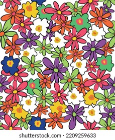 Vector illustration of floral pattern in laid-back style.