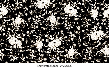 Vector Illustration of floral pattern on the black background.