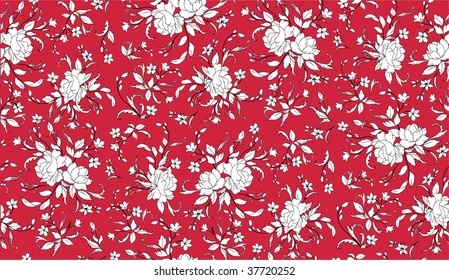 Vector Illustration of floral pattern on the red background