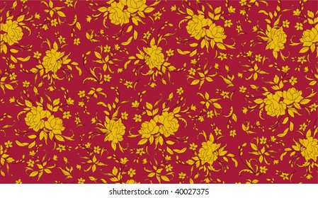 Vector Illustration of floral pattern on the red background