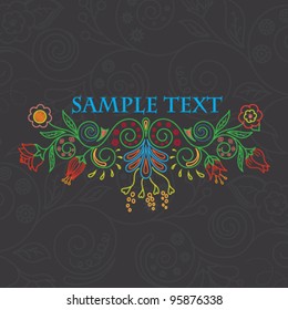 Vector illustration of floral pattern on a black background