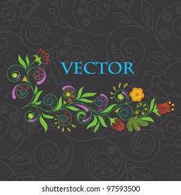 Vector illustration of floral pattern on a black background
