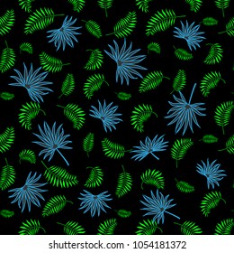 Vector illustration of a floral pattern with palm leaves. For digital paper, textile print, page fill