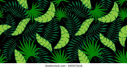 Vector illustration of a floral pattern with palm leaves. For digital paper, textile print, page fill