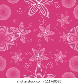 Vector illustration of floral pattern seamless background with white flowers