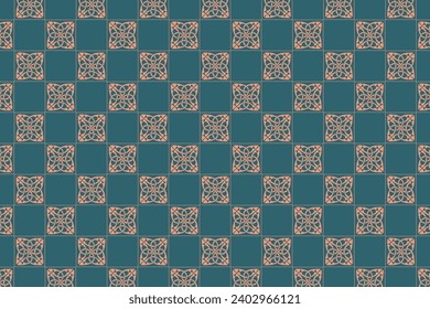 Vector illustration of a floral pattern in the shape of a square with a chess motif and dominantly dark in color.