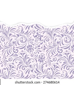 Vector illustration of floral pattern with torn paper.