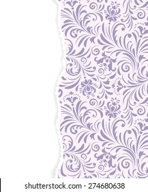 Vector illustration of floral pattern with torn paper.