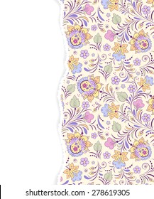 Vector illustration of floral pattern with torn paper