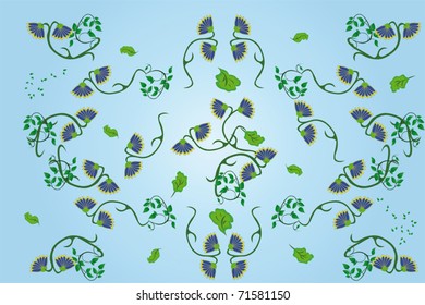 vector illustration of floral pattern under the blue background