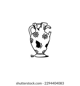 vector illustration of floral patterned urn