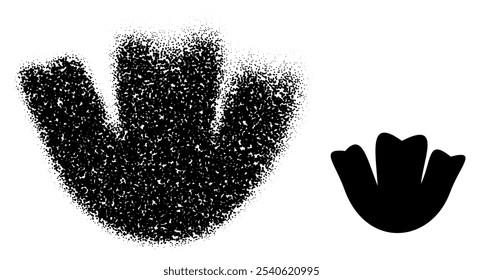 Vector illustration of a floral petal shape with stippling texture, creating a dotted effect, perfect for decorative or artistic designs.