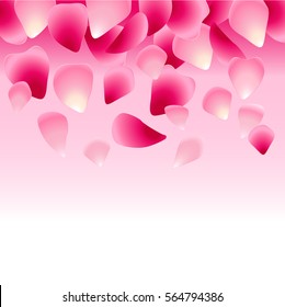 Vector illustration of floral pink background decorated with rose petals. Happy Valentine s Day. Valentines day background.