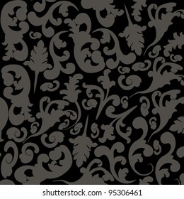 vector illustration of floral retro dark  background.