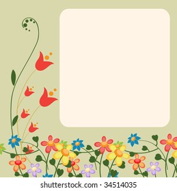Vector Illustration of floral retro design greeting card with copy space for your text