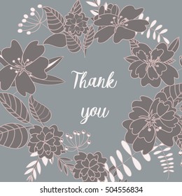 Vector illustration of floral retro wreath on grey background