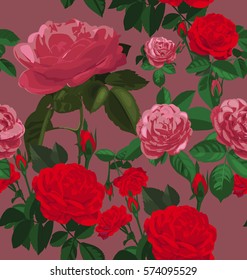 Vector Illustration of floral rose seamless pattern