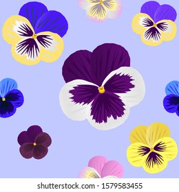 Vector illustration floral seamless background pattern of violet flowers allover pattern
