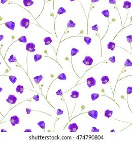 Vector illustration of floral seamless. Hand drawn beautiful blue flowers.