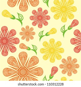 Vector illustration of floral seamless pattern background