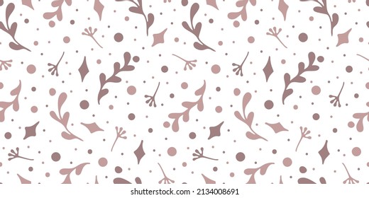 Ilustración vectorial. Floral sin costuras en tonos beige aislados en blanco. Clíparte del doodle dibujado a mano. Perfecto para tarjetas, textiles, envoltura de regalo, tela, textura. La primavera y el verano.
