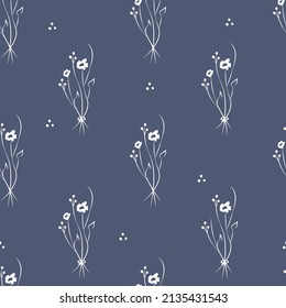 Vektorgrafik. Nahtloses Muster ohne Blumen. Bouquet mit wilden Blumen. Handgezeichnetes Blumenfeld. einfache Blumen.