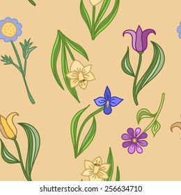 the vector illustration of floral seamless pattern
