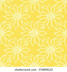 Vector illustration of the floral seamless pattern on the yellow background.