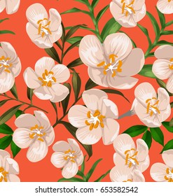 Vector Illustration of floral seamless pattern.( Peregrina, Spicy jatropha )
