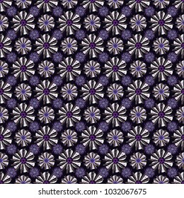 Vector illustration. Floral seamless texture. Elements to create design patterns, ornament, backgrounds, wallpaper, textiles. Beautiful bright abstract decorative black, brown and violet flowers.
