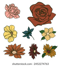 Vector illustration floral set decoration