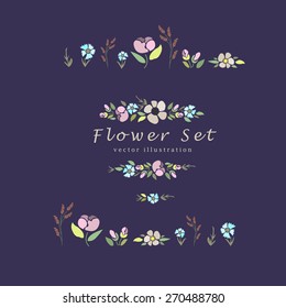 vector illustration of a floral set with flowers