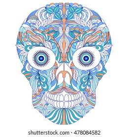 Vector Illustration of floral skull on white background