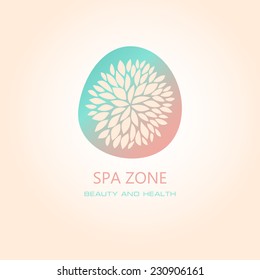 Vector illustration with floral symbol. Logo design.  For beauty salon, spa center, health clinic