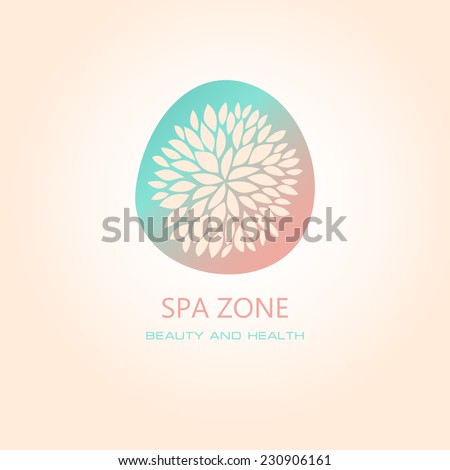 Vector illustration with floral symbol. Logo design.  For beauty salon, spa center, health clinic