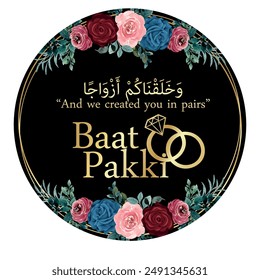 Vector illustration of floral tags. Baat Pakki Tag. Thank you tags, wedding tags, birthday tags, label, printable. 