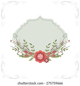 Vector illustration of floral tender postcard, birthday card or wedding invitation template isolated on white 