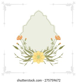 Vector illustration of floral tender postcard, birthday card or wedding invitation template isolated on white 