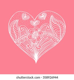 Vector illustration of floral valentines heart isolated