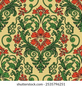 Vector illustration of a floral vintage seamless wallpaper, ideal for timeless and elegant design